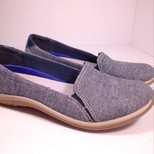Dr Scholls Womens 6 1/2 M Keystone Denim Blue Slip-On Flat Shoe Memory Foam